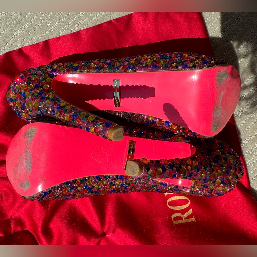 Roberto Fabiani Crystal Embellished Pink Platform Pumps - Size 10 - Picture 5 of 5